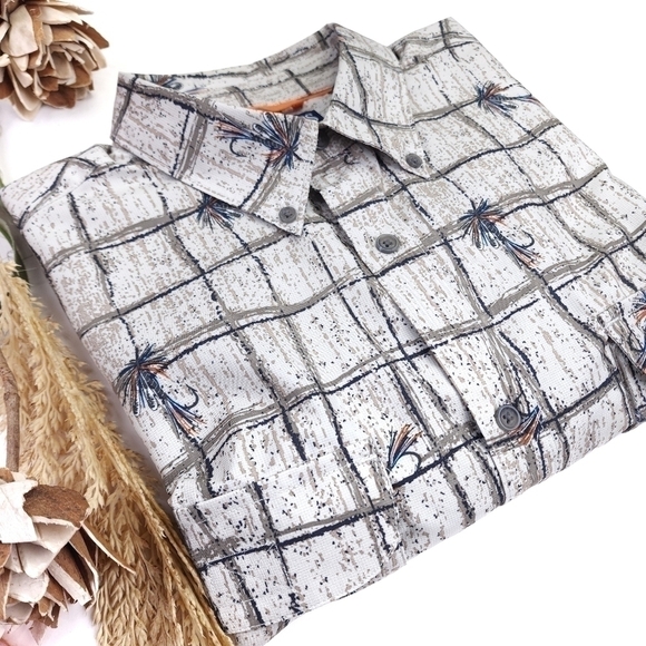 New Chaps Men Long Sleeve Fly Fish Outdoors Long Sleeve Button Down Size L - Picture 1 of 9